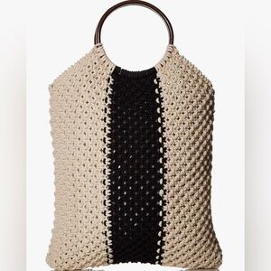 BNWT (in bag) Circus by Sam Edelman Veronica Macrame Handbag, Bone/Black